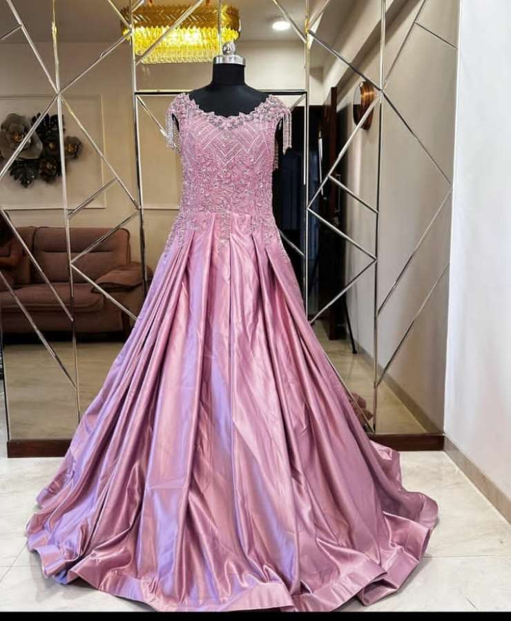 Pink satin gown